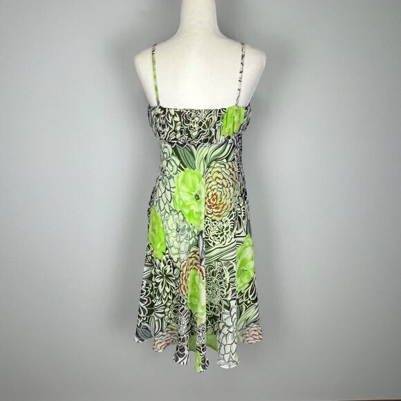 Forwear New York Womens Green Floral Print Chiffon Slip Dress Sleeveless size 4 - Picture 5 of 13